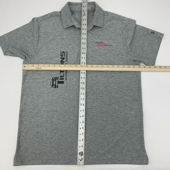 Under Armour Shirt Mens L Large Gray Playoff Breast Cancer Awareness Golf Polo - Picture 4 of 10